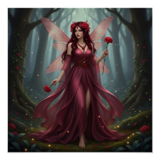 Beautiful January Garnet Fairy Poster (Vorderseite)