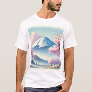 Beautiful Japan Fuji and Cherry Blossom T-Shirt