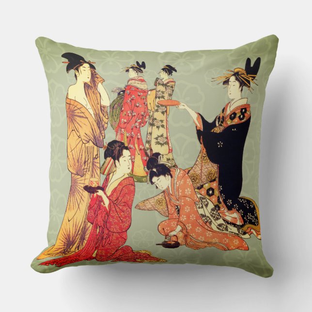 Beautiful Japanese Art Design Throw Pillows Kissen (Vorderseite)