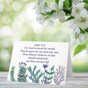 Beautiful John 3:16 Christlich Bibel Verse Floral Feiertagskarte