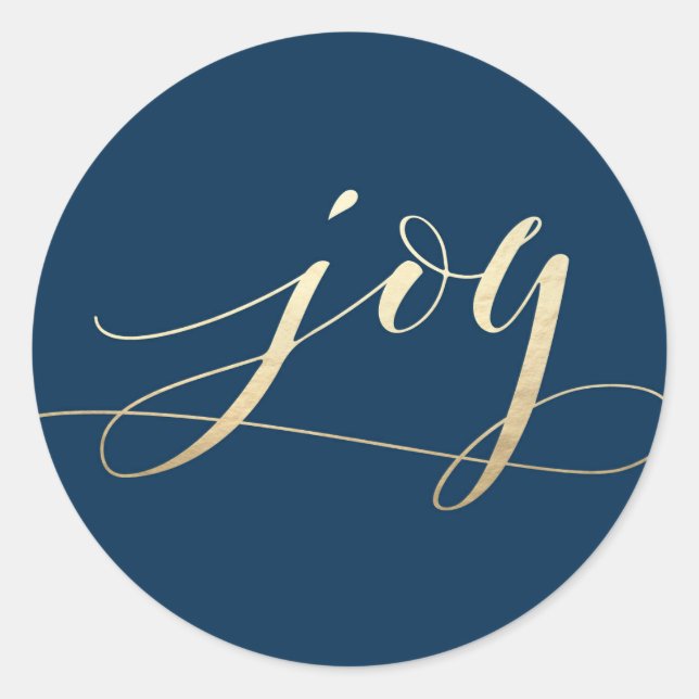Beautiful Joy Navy Imitats Foil Christmas Holiday Runder Aufkleber (Vorderseite)