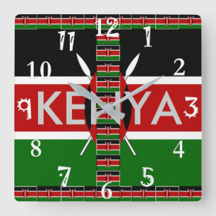 Beautiful Kenyan National Flag Colors Quadratische Wanduhr
