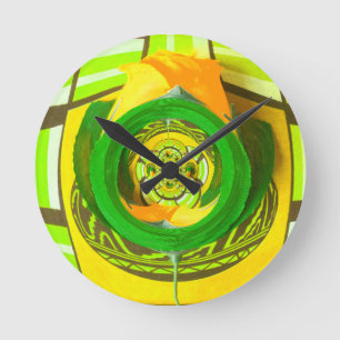 Beautiful Kenyan Yellow Rose Floral Graphic Design Runde Wanduhr