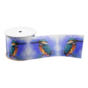 Beautiful Kingfisher Bird Ribbon Satinband