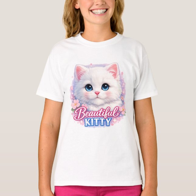 Beautiful Kitty Cute Cat Kids T-Shirt (Vorderseite)