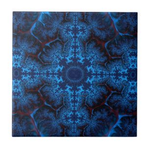 Beautiful Lacy Blue Filigree Fraktal Abstrakt Fliese