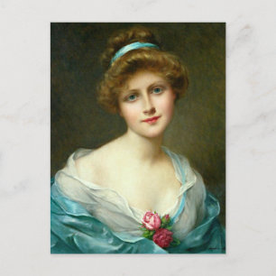 Beautiful Lady Green Dress_GC - Postcard Postkarte