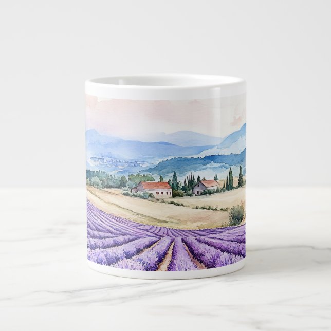 Beautiful lavender fields art Jumbo-Tasse (Vorderseite)