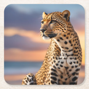 Beautiful Leopard Rechteckiger Pappuntersetzer