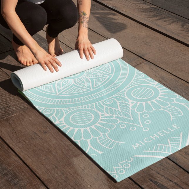 Beautiful Light Blue Mandala Yogamatte (Von Creator hochgeladen)