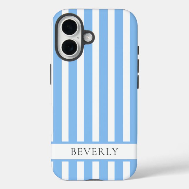 Beautiful Light Blue Striped Personalized Case-Mate iPhone Hülle (Rückseite)