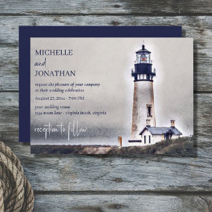 Beautiful Lighthouse Nautical Beach Wedding Einladung