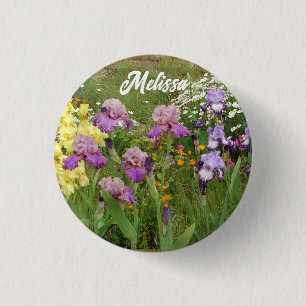 Beautiful Lila Iris Blume Blumengarten Button
