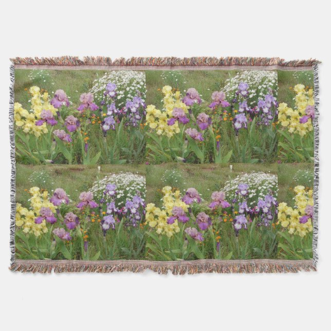 Beautiful Lila Iris Blume Blumengarten Decke (Vorderseite)
