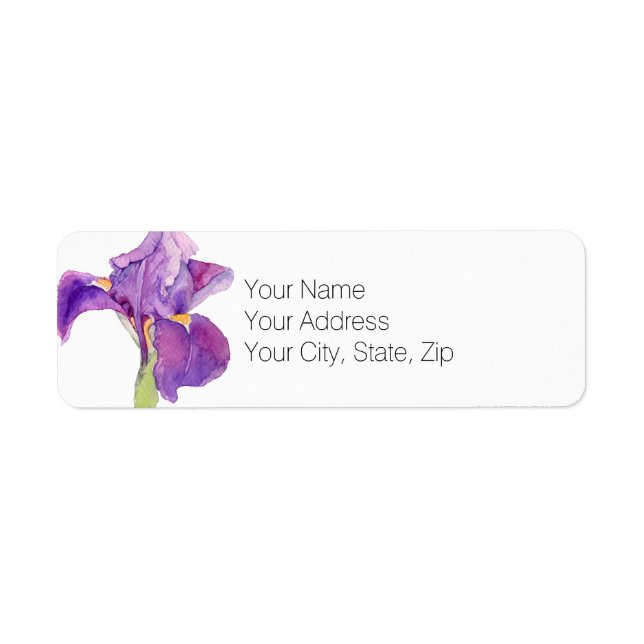 Beautiful Lila Iris Floral Return Address Label (Vorne)