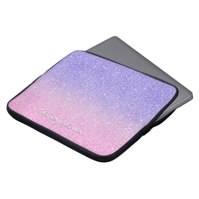 Beautiful Lila Pink Glitzer Ombre Laptopschutzhülle (Vorne Oben)