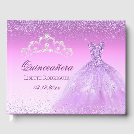 Beautiful Lilac Lila Custom Quinceanera Gästebuch