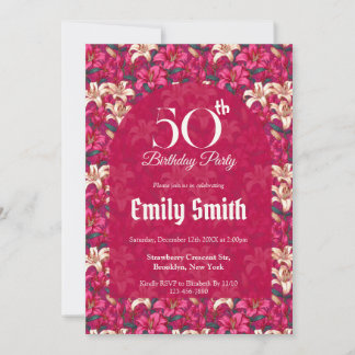 Beautiful Lilies Themed Adult Birthday Einladung