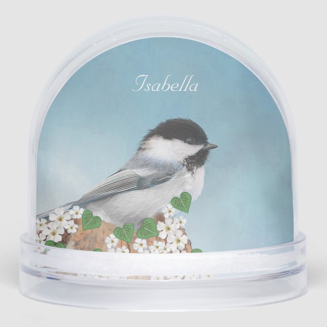 Beautiful Little Bird & Flowers Personalized Schneekugeln (Vorderseite)