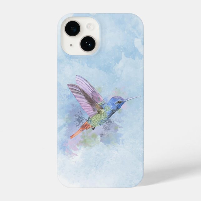 Beautiful Little Hummingbird Watercolor Bird Art iPhone Hülle (Rückseite)