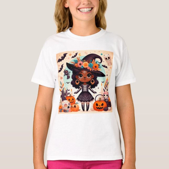 Beautiful little witch halloween party T-Shirt (Vorderseite)