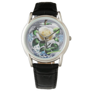 Beautiful logo design of a rose flower above the c armbanduhr