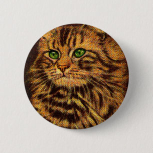 Beautiful Long Haired Tabby Cat Button