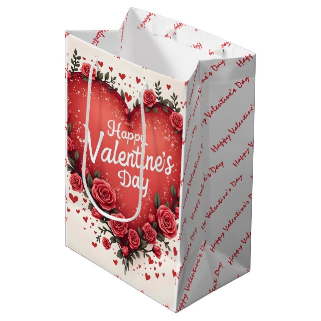 Beautiful Luxury Floral Love Trendy Collection Mittlere Geschenktüte (Vorderseite Schrägansicht)