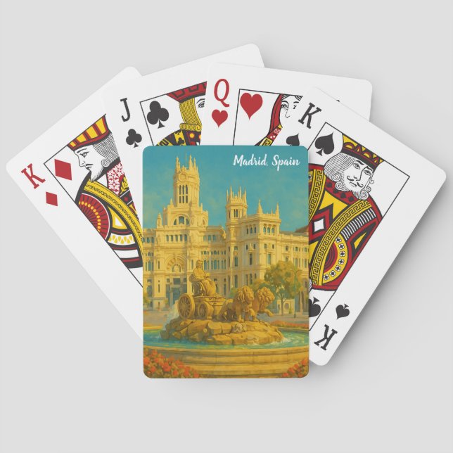 Beautiful Madrid Spain Vintage Travel Art Spielkarten (Rückseite)