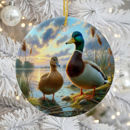 Beautiful Mallard Ducks Keepsake Keramik Ornament