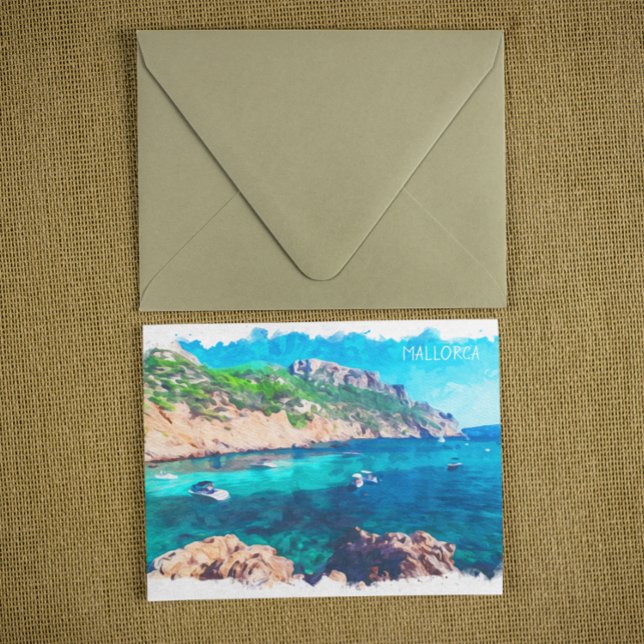 Beautiful Mallorca Watercolor Spanien Postkarte (mallorca spain view postcard)