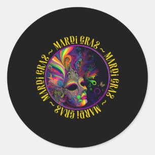 Beautiful Mardi Gras Abstrakte Frau in Mask Mardi Runder Aufkleber