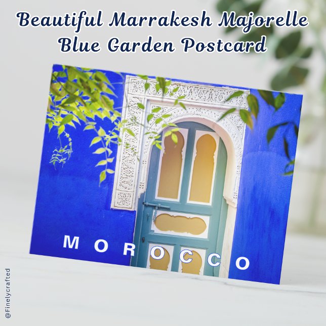 Beautiful Marrakesh Majorelle Blue Garden Postkarte (Von Creator hochgeladen)