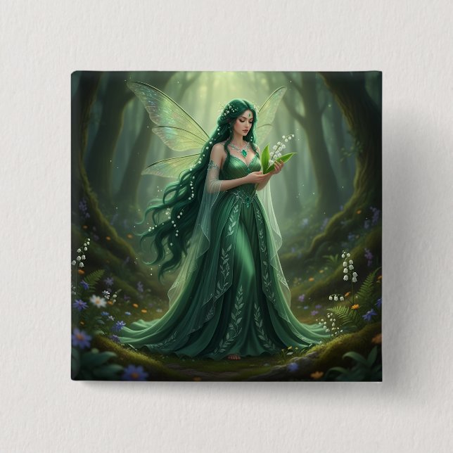Beautiful May Emerald Fairy Button (Vorderseite)