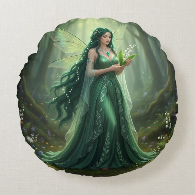 Beautiful May Emerald Fairy Rundes Kissen (Vorderseite)