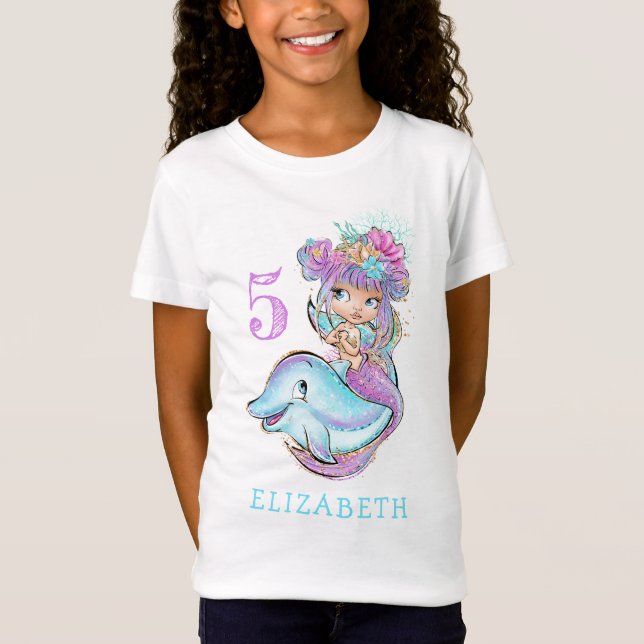 Beautiful Mermaid Birthday Girl T-Shirt (Vorderseite)