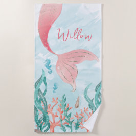 Beautiful Mermaid Girl Birthday Beach Handtuch Gef