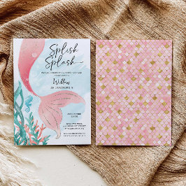 Beautiful Mermaid Girl Birthday Party Einladung