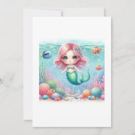 Beautiful Mermaid Kawaii Einladung