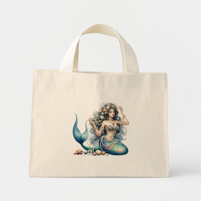 Beautiful Mermaid Large Tote Bag Mini Stoffbeutel (Vorne)
