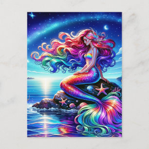 Beautiful Mermaid Sea Nymph Rainbow Postkarte
