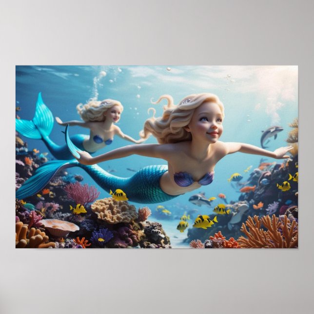 Beautiful Mermaid Twins - Underwater Adventure  Poster (Vorne)