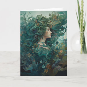 Beautiful Mermaid Whimsical painting Karte