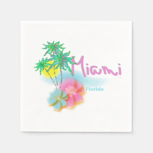 Beautiful Miami Florida Napkins Serviette