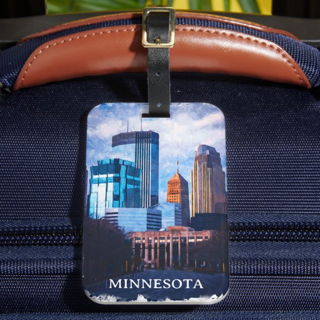 Beautiful Minneapolis Minnesota Skyline Gepäckanhänger (Vorderseite Insitu 2)