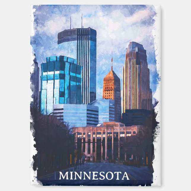 Beautiful Minneapolis Minnesota Skyline Magnet (Vorderseite)