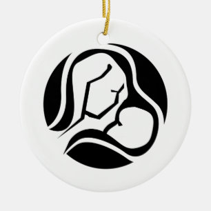 Beautiful Mom and Baby Black White Christmas Keramik Ornament