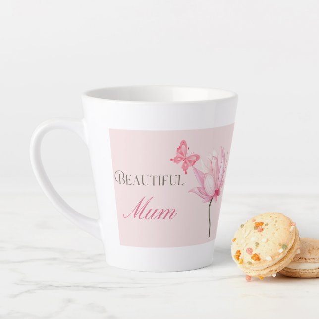 Beautiful Mom Pink Butterfly & Floral Mother’s Day Milchtasse (Beispiel)