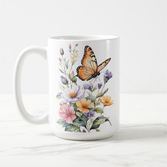 Beautiful Monarch Butterfly Watercolor Kaffeetasse (Links)