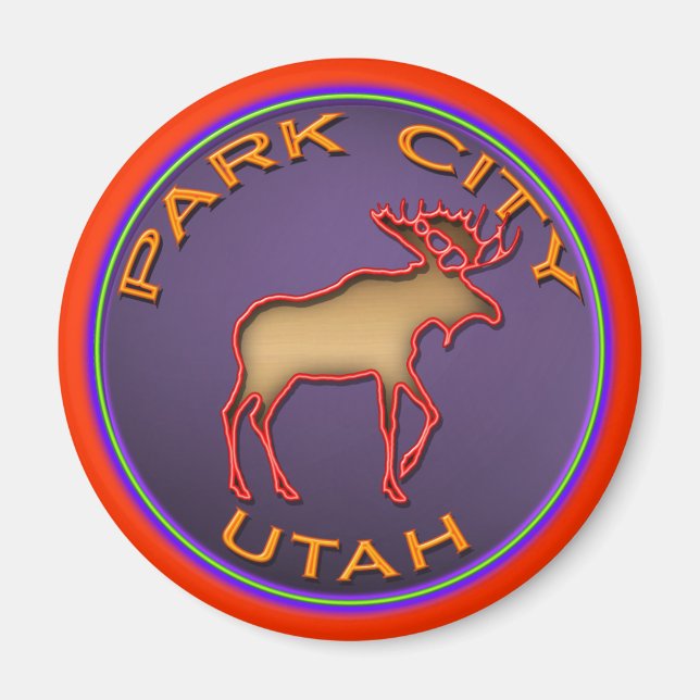 Beautiful Moose Medallion Park City Souvenir Magnet (Vorne)